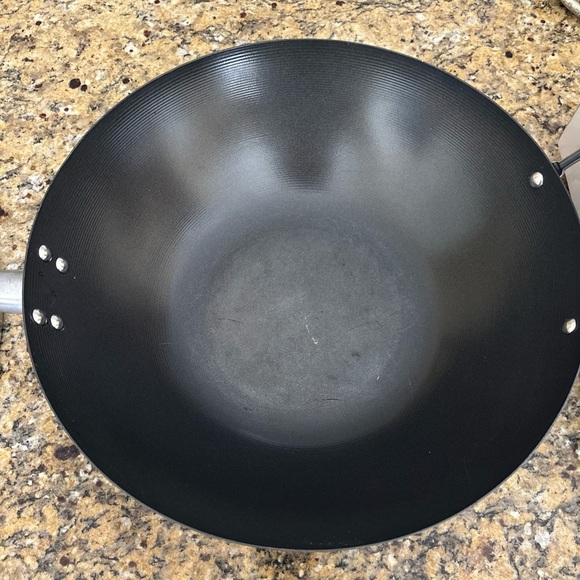 INFUSE CARBON STEEL WOK BAMBOO HANDLE GLASS LID WIRE RAC 14” - Picture 6 of 12